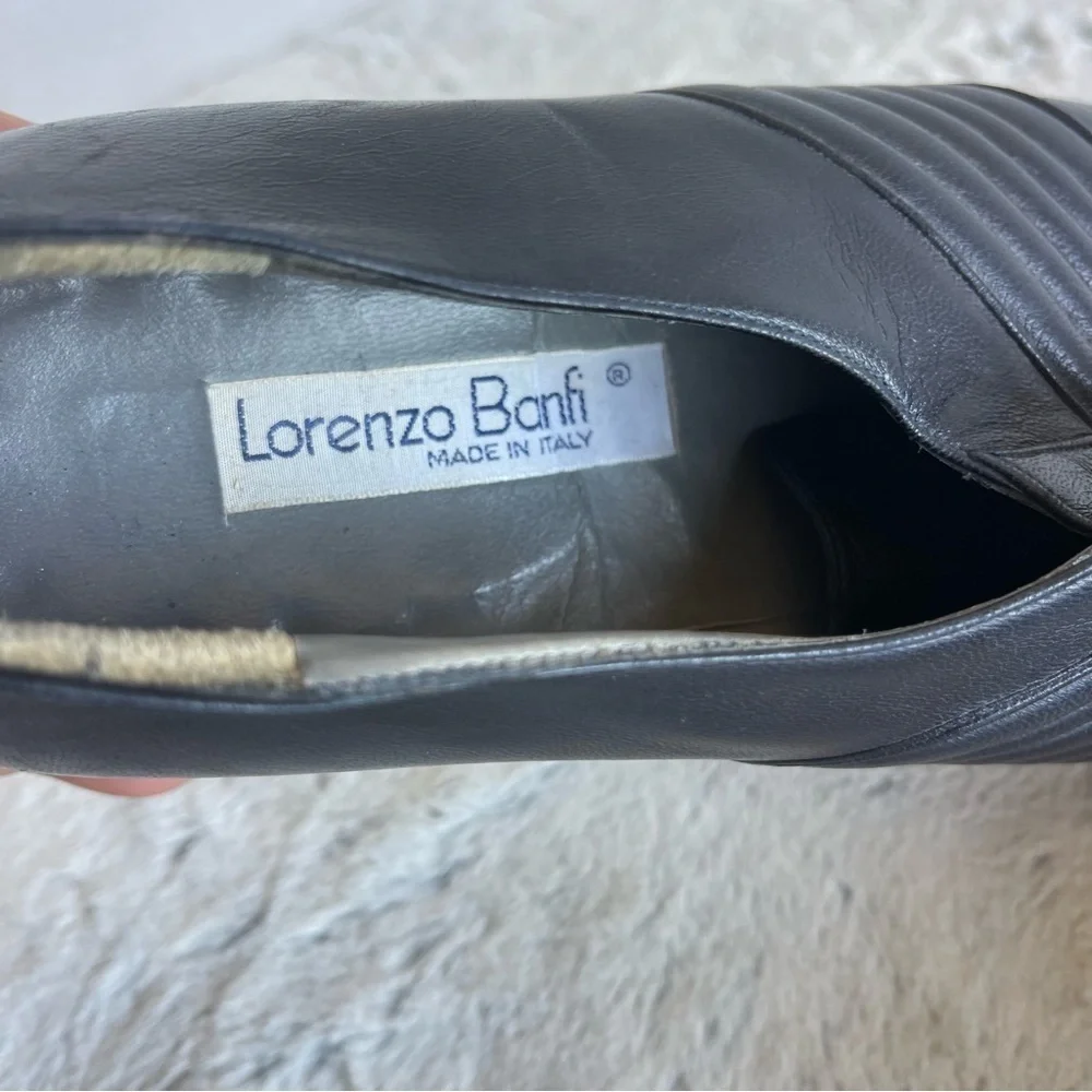 Lorenzo Banfi Classic Dark Blue Leather Men's Shoes Size 9.5